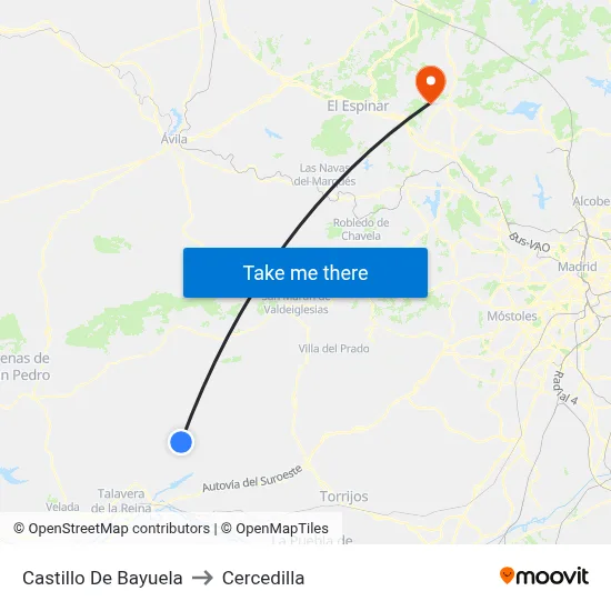Castillo De Bayuela to Cercedilla map