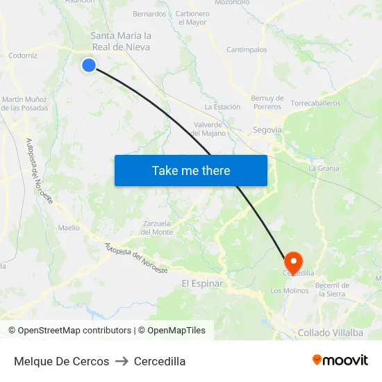 Melque De Cercos to Cercedilla map
