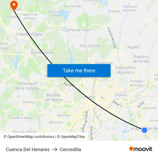 Cuenca Del Henares to Cercedilla map