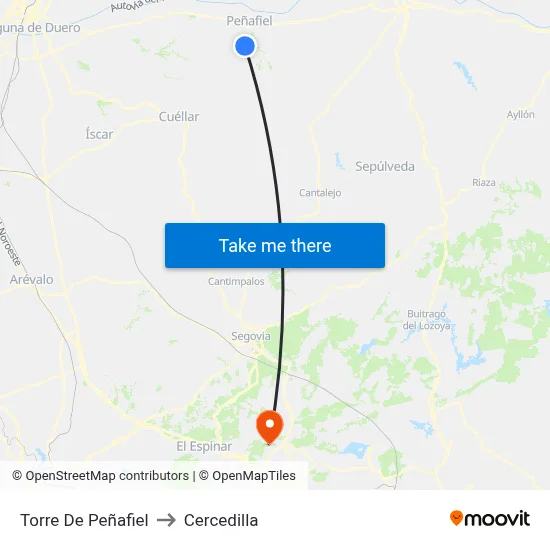 Torre De Peñafiel to Cercedilla map