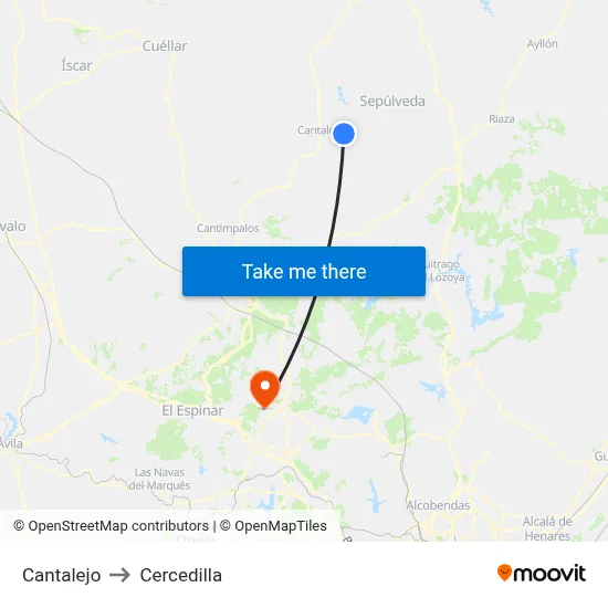 Cantalejo to Cercedilla map
