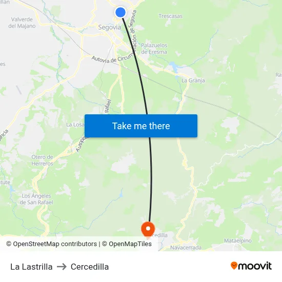 La Lastrilla to Cercedilla map