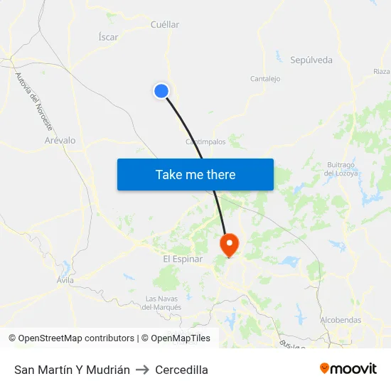 San Martín Y Mudrián to Cercedilla map