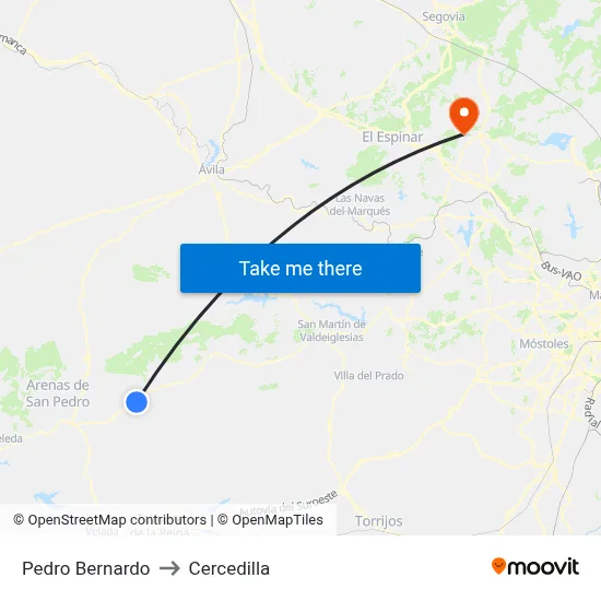 Pedro Bernardo to Cercedilla map