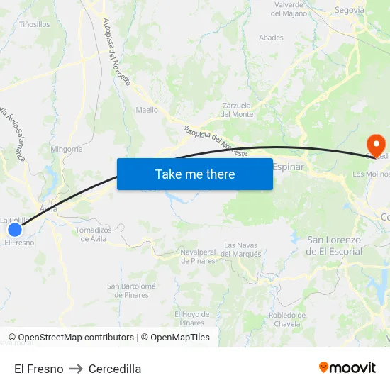 El Fresno to Cercedilla map