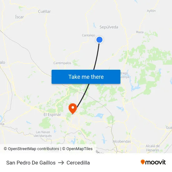San Pedro De Gaíllos to Cercedilla map