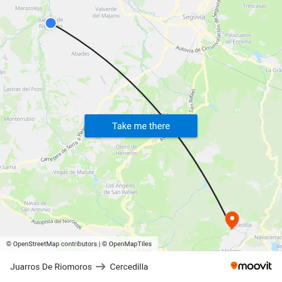 Juarros De Riomoros to Cercedilla map