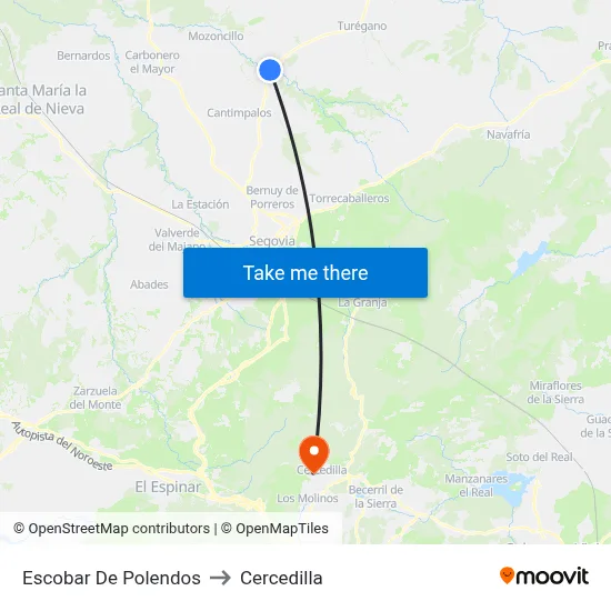 Escobar De Polendos to Cercedilla map