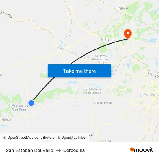 San Esteban Del Valle to Cercedilla map