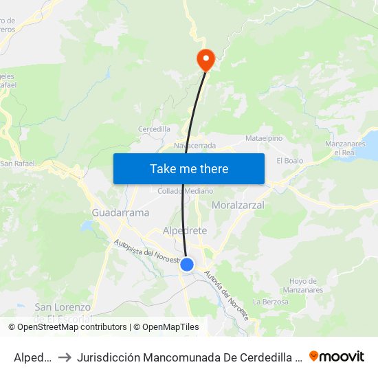 Alpedrete to Jurisdicción Mancomunada De Cerdedilla Y Navacerrada map