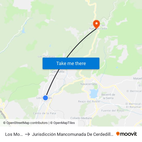 Los Molinos to Jurisdicción Mancomunada De Cerdedilla Y Navacerrada map