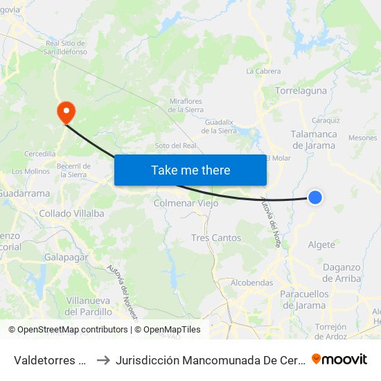 Valdetorres De Jarama to Jurisdicción Mancomunada De Cerdedilla Y Navacerrada map