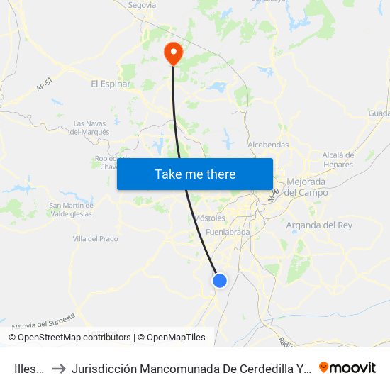 Illescas to Jurisdicción Mancomunada De Cerdedilla Y Navacerrada map