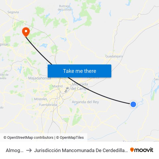 Almoguera to Jurisdicción Mancomunada De Cerdedilla Y Navacerrada map