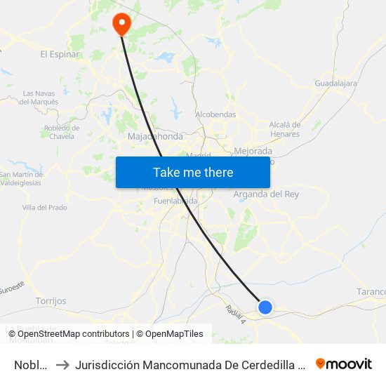 Noblejas to Jurisdicción Mancomunada De Cerdedilla Y Navacerrada map