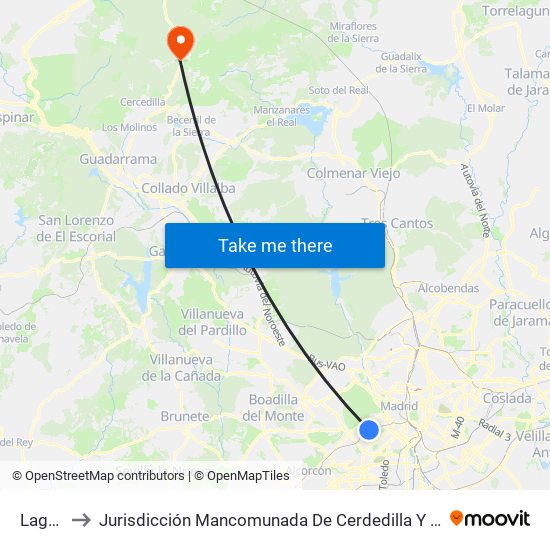 Laguna to Jurisdicción Mancomunada De Cerdedilla Y Navacerrada map