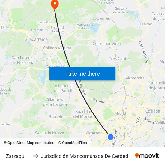 Zarzaquemada to Jurisdicción Mancomunada De Cerdedilla Y Navacerrada map