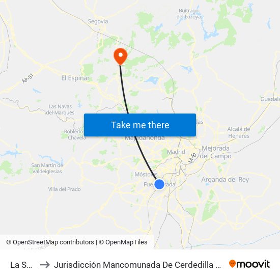 La Serna to Jurisdicción Mancomunada De Cerdedilla Y Navacerrada map