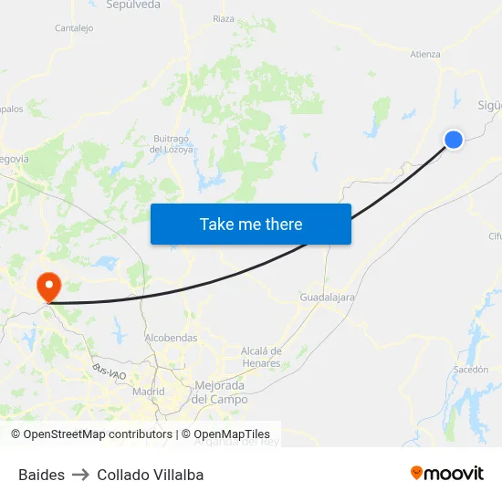 Baides to Collado Villalba map