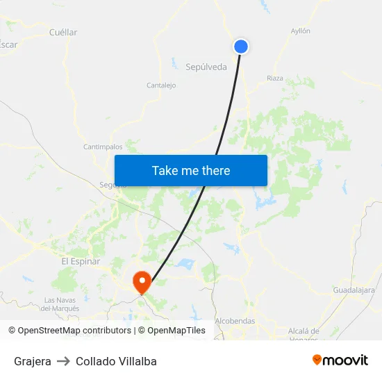 Grajera to Collado Villalba map