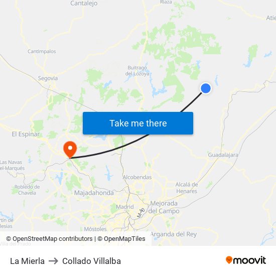 La Mierla to Collado Villalba map