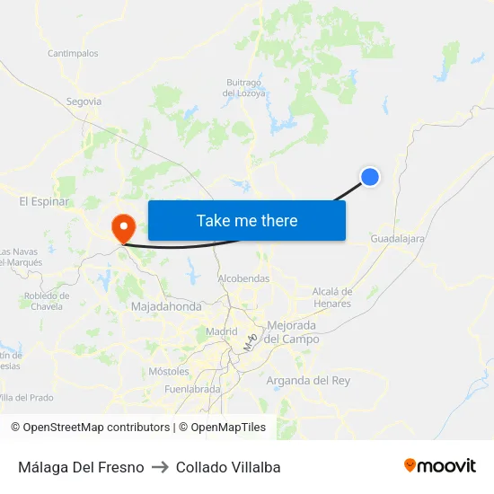 Málaga Del Fresno to Collado Villalba map