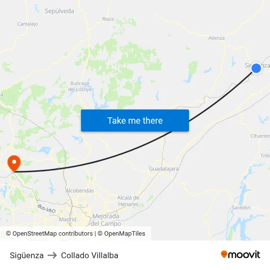 Sigüenza to Collado Villalba map