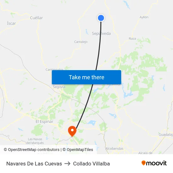 Navares De Las Cuevas to Collado Villalba map