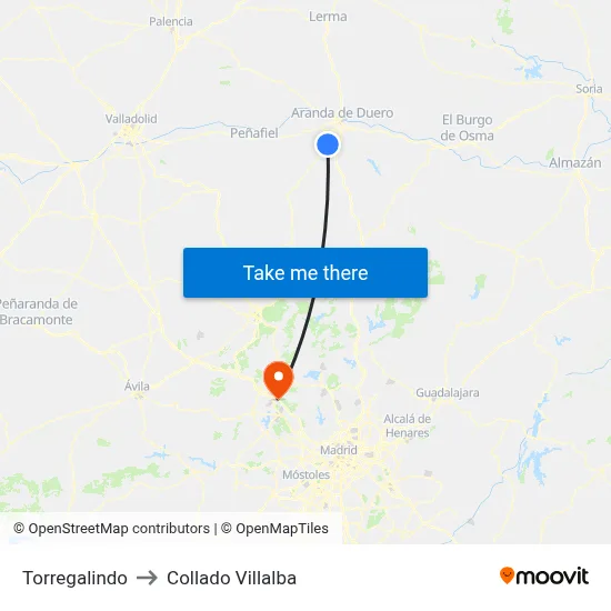Torregalindo to Collado Villalba map