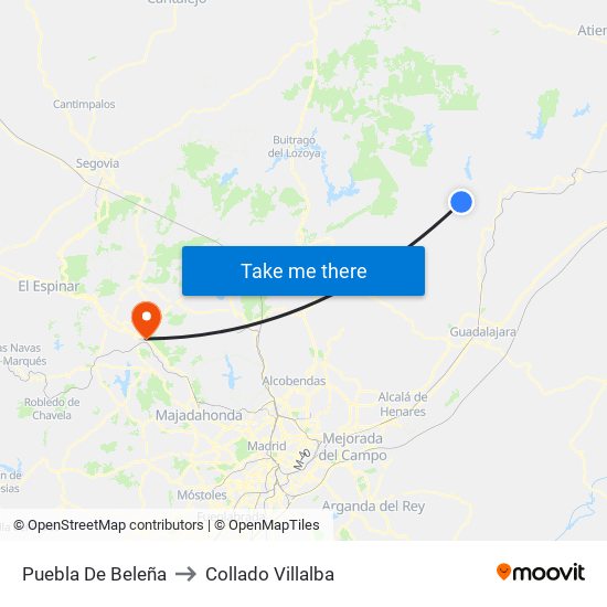 Puebla De Beleña to Collado Villalba map