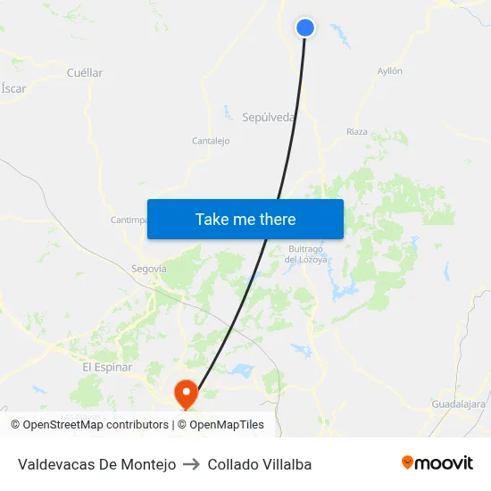 Valdevacas De Montejo to Collado Villalba map