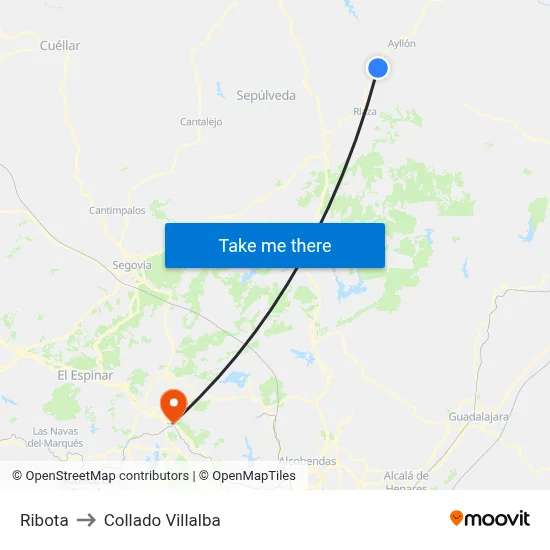 Ribota to Collado Villalba map