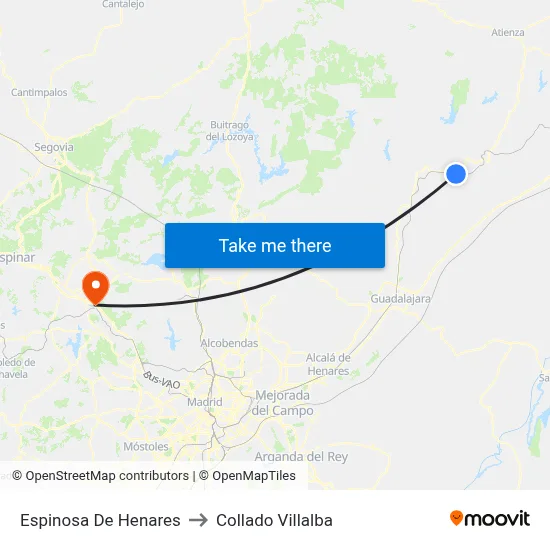 Espinosa De Henares to Collado Villalba map