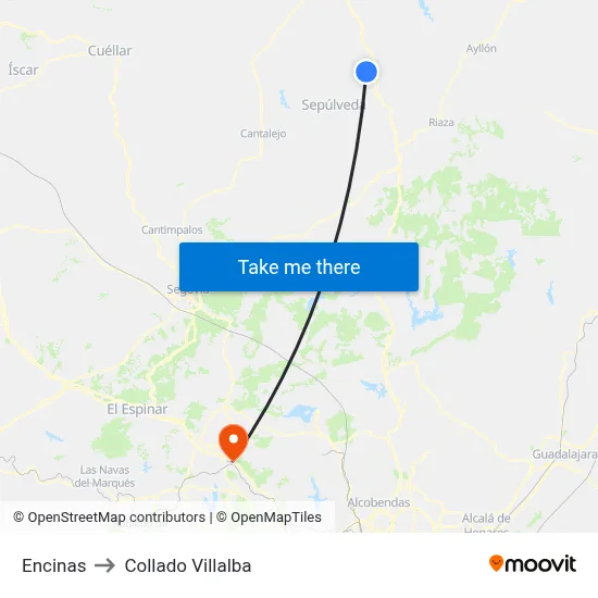 Encinas to Collado Villalba map