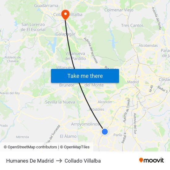 Humanes De Madrid to Collado Villalba map