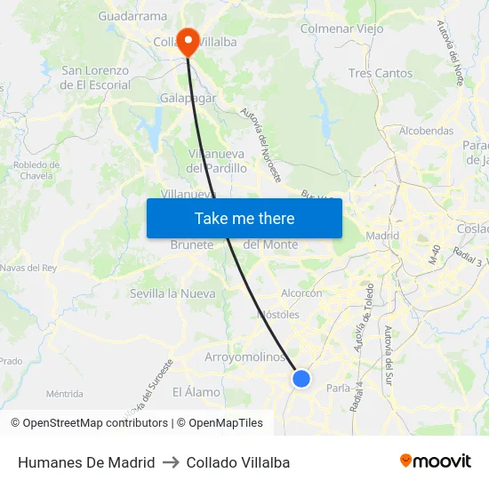 Humanes De Madrid to Collado Villalba map