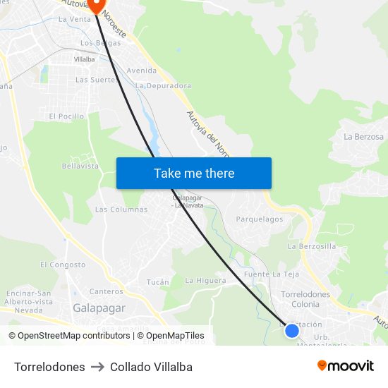 Torrelodones to Collado Villalba map