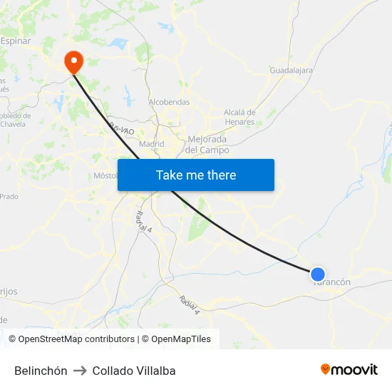 Belinchón to Collado Villalba map