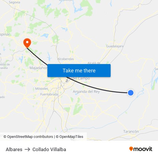Albares to Collado Villalba map