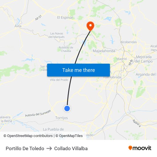 Portillo De Toledo to Collado Villalba map