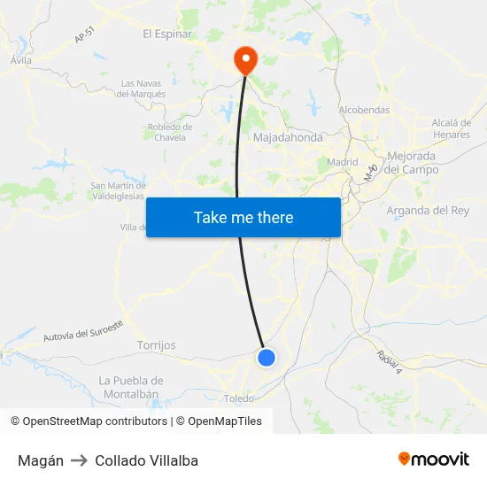 Magán to Collado Villalba map