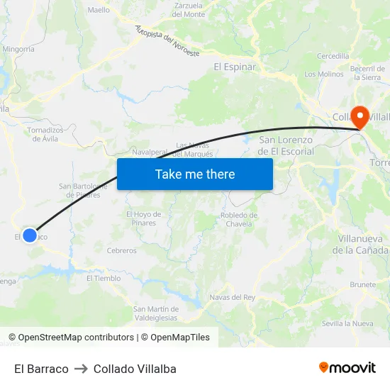 El Barraco to Collado Villalba map