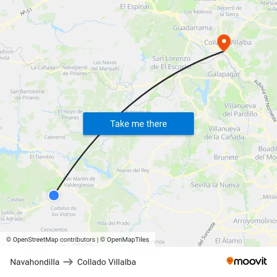 Navahondilla to Collado Villalba map