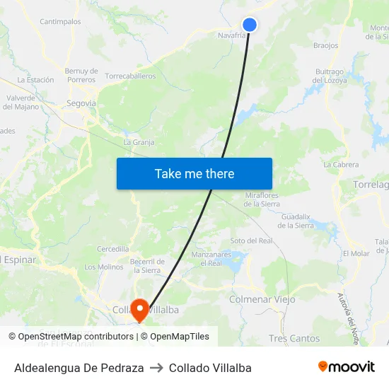 Aldealengua De Pedraza to Collado Villalba map