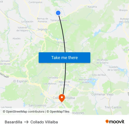 Basardilla to Collado Villalba map
