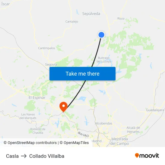 Casla to Collado Villalba map