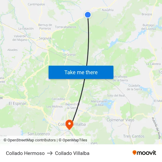 Collado Hermoso to Collado Villalba map