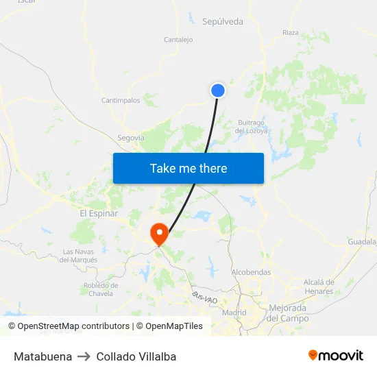 Matabuena to Collado Villalba map