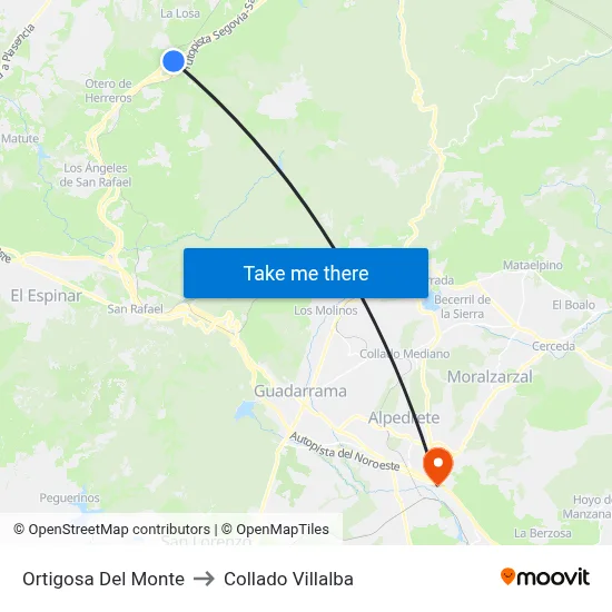 Ortigosa Del Monte to Collado Villalba map