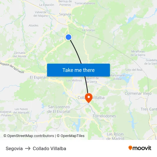 Segovia to Collado Villalba map